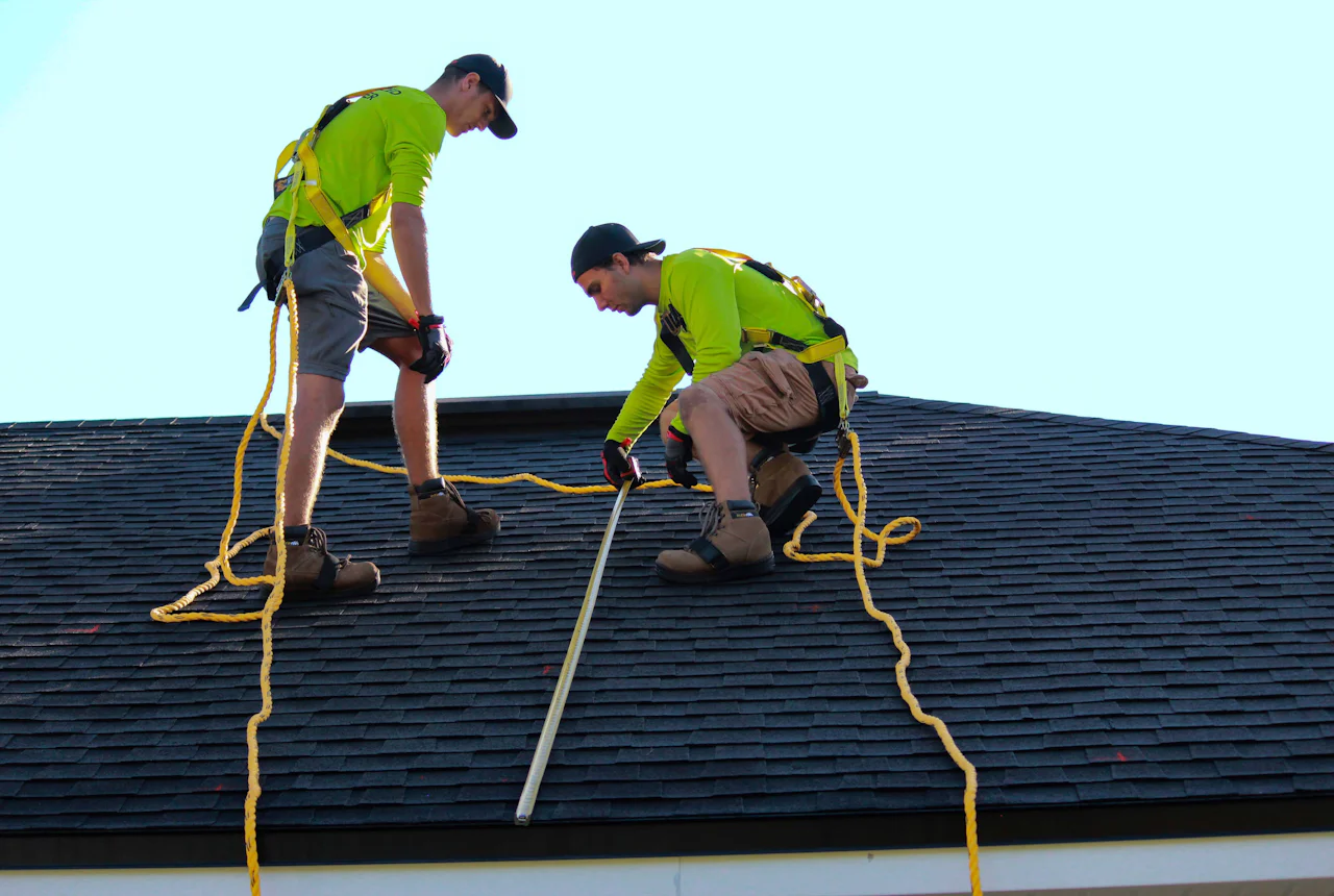 Kincaide roofing crew installing new shingles